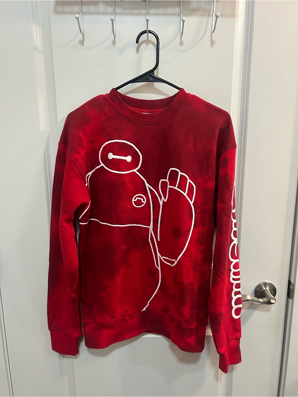 Disney Character Big Hero Six Baymax Crewneck Oversized Red Graphic NWT Size XS